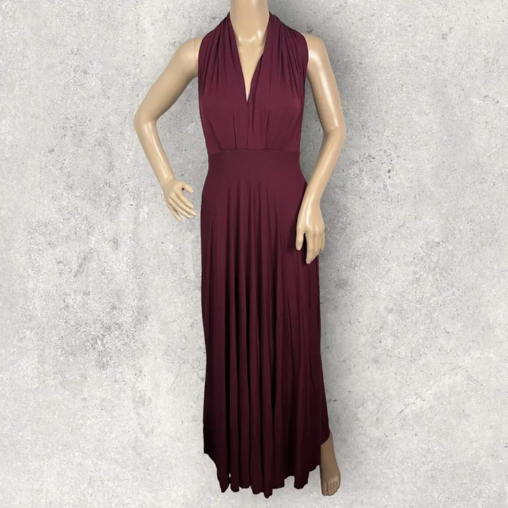 Lulus Convertible Maxi Dress Bugundy Tricks of Trade Size XS Bridesmaid Boho NWT - Picture 5 of 11